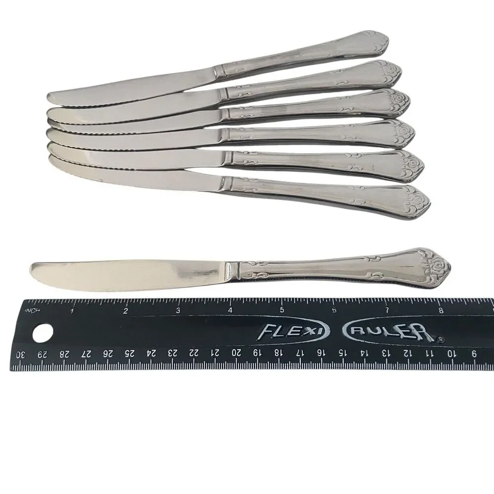 Oneida True Rose Pattern Dinner Knives Replacement 7 pc Stainless Steel